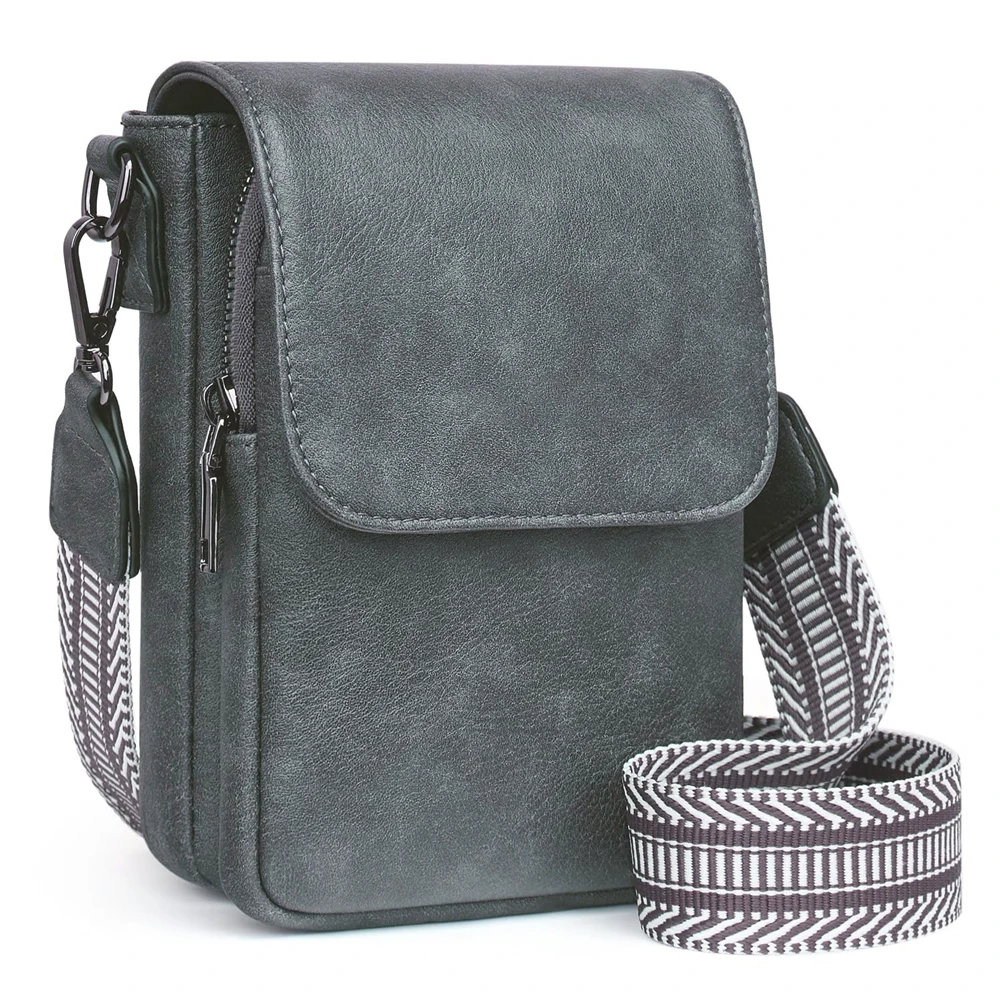 Fashionable New Retro Pu Leather Women's Wide Shoulder Strap Single Shoulder Crossbody Bag with Lid Small Square Bag