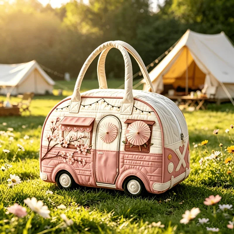 New 9 Styles Bus-Shaped Quilted Duffle Bag Large Capacity 3D Quilting Craft Travel Duffel Bag Tote Bags Short-distance Handbag