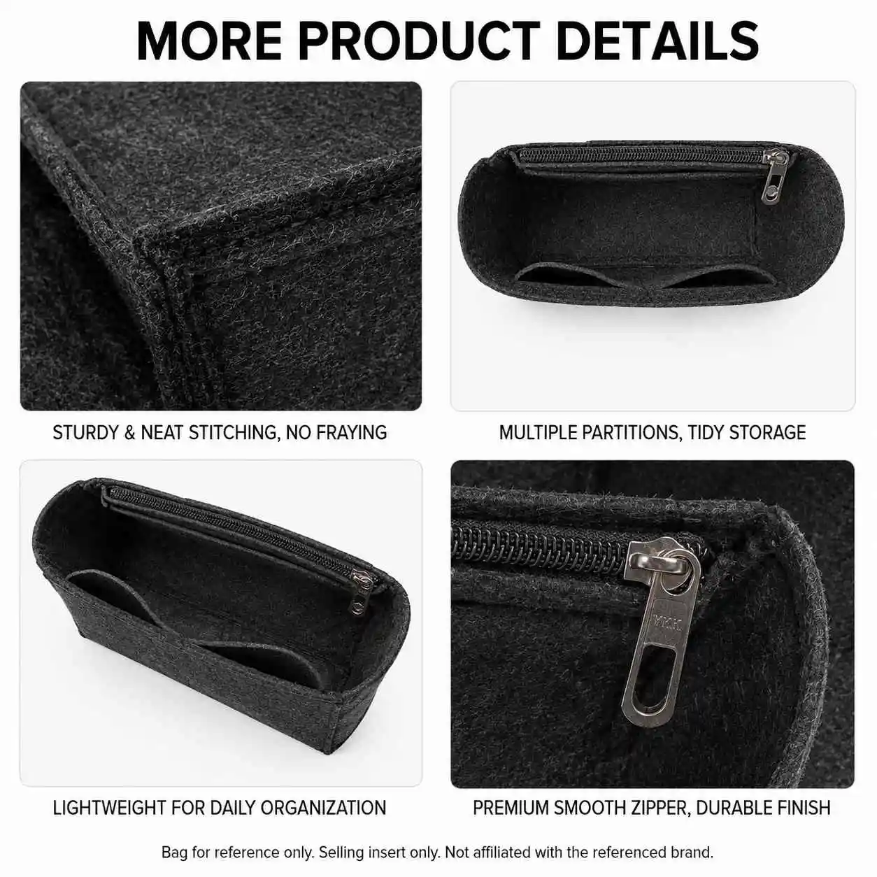 Organizer Insert Compatible with Saint Laurent ICARE Shopping Bag Maxi, Slim Waterproof Bag Liner with Zip Pocket 35 x 6 x 24 cm