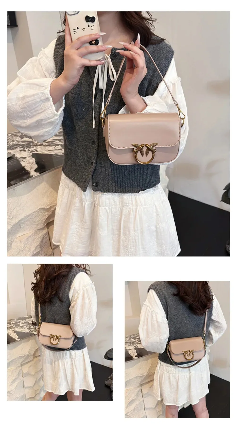 2026 New European Solid Color Small Square Bag, Fashionable Shoulder Bag, Popular Multifunctional Women's Crossbody Bag