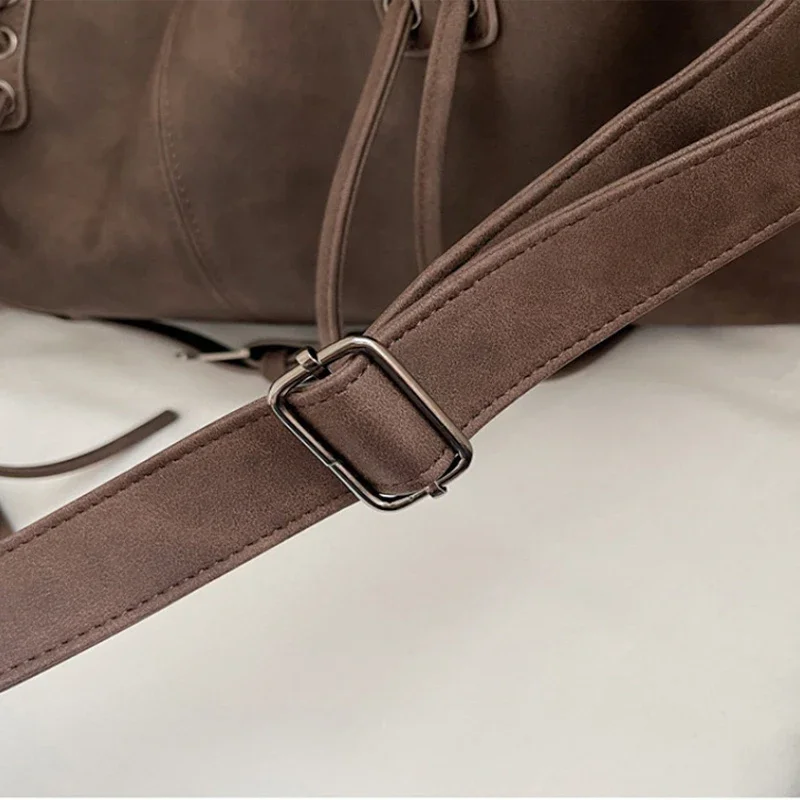 Retro Motorcycle Handbag Women Horizontal Tote Storage Tassel Design Pillow Shoulder Bag Trendy Large Capacity Soft Underarm Bag