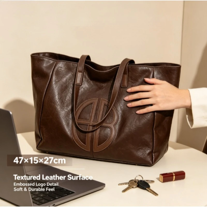 2026 New Retro Large Capacity Women Tote Bag, Simple Casual Fashion Shoulder Handbag for Daily Commute