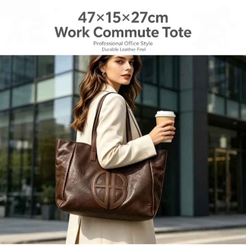 2026 New Retro Large Capacity Women Tote Bag, Simple Casual Fashion Shoulder Handbag for Daily Commute