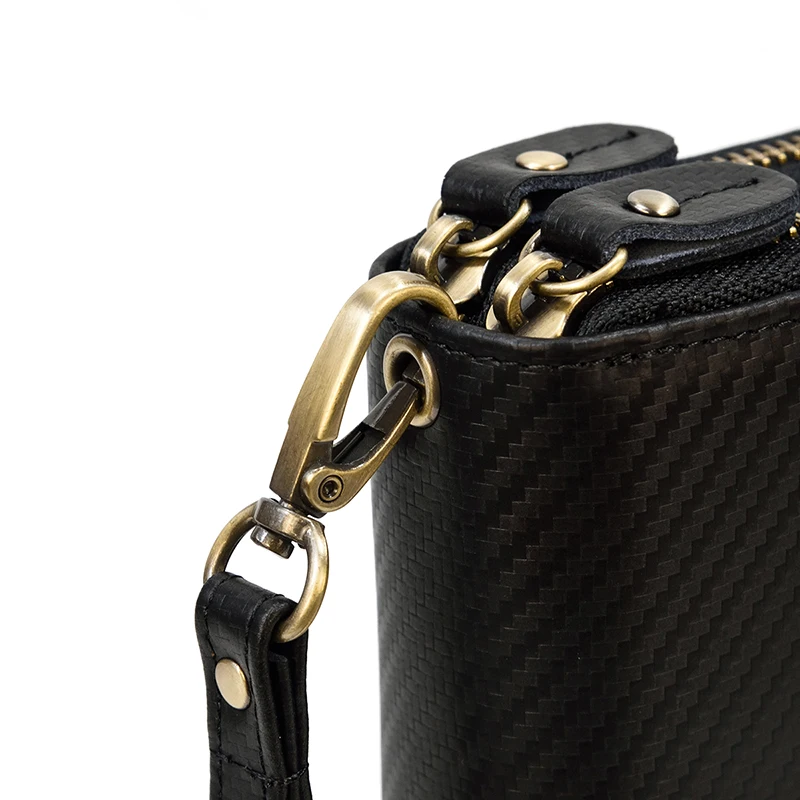 Luufan Vintage Crazy Horse Leather Men Women Long Purse Wallet Credit Card Double Zip Wallets Long Wallet Male Clutch Purse