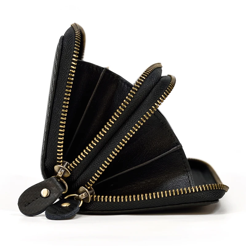 Luufan Vintage Crazy Horse Leather Men Women Long Purse Wallet Credit Card Double Zip Wallets Long Wallet Male Clutch Purse
