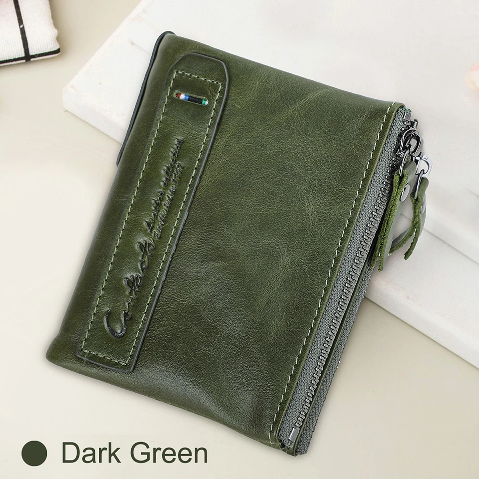 CONTACT'S Fashion Genuine Leather Women Wallet Bifold Card Holder Coin Purse Small Women's Purse Money Clip Men Pocket Wallets