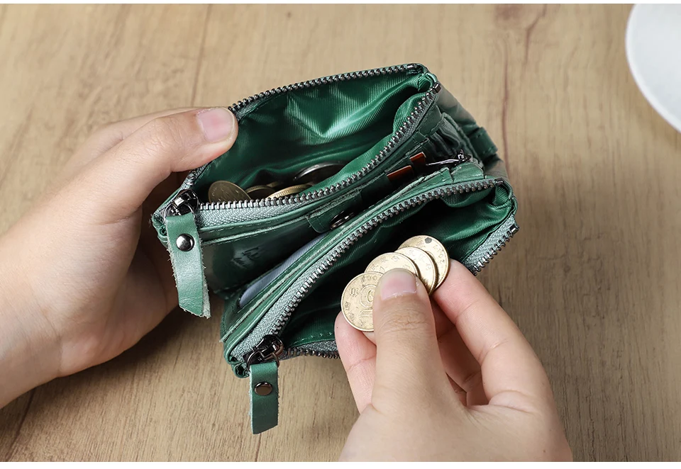 CONTACT'S Fashion Genuine Leather Women Wallet Bifold Card Holder Coin Purse Small Women's Purse Money Clip Men Pocket Wallets