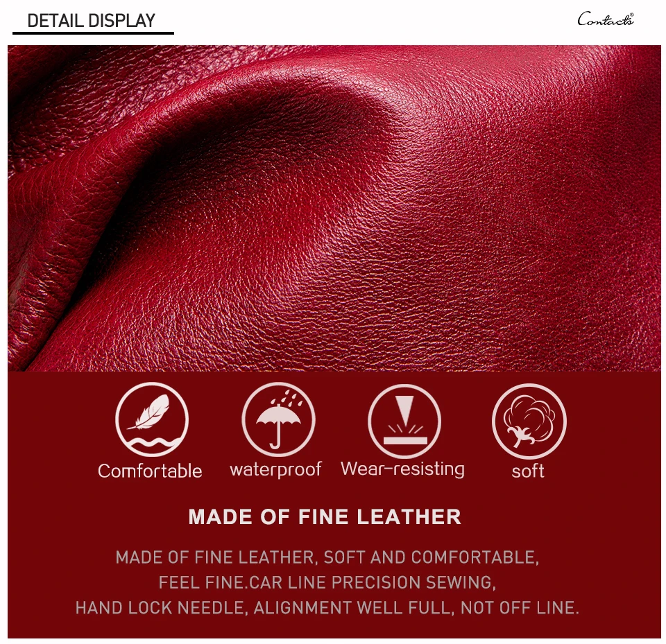 CONTACT'S Fashion Genuine Leather Women Wallet Bifold Card Holder Coin Purse Small Women's Purse Money Clip Men Pocket Wallets