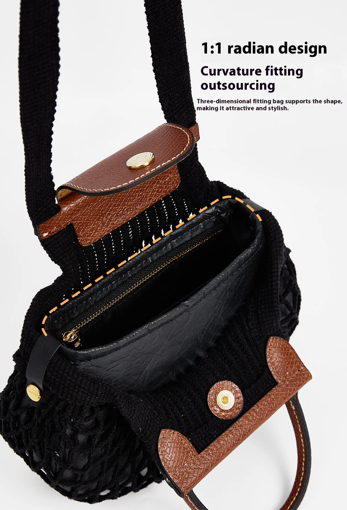 Suitable for Longchamp Filet Bag Inner Lining Longchamp Shopping Mesh Bag Large Inner Organizer Middle Bag