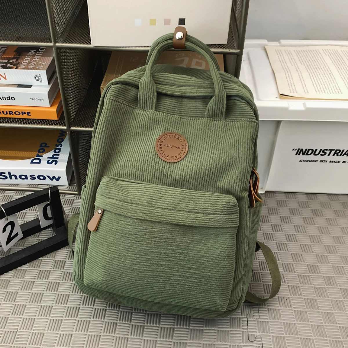 Corduroy School Bag for Middle School Students, Ins-Style College Backpack, New Autumn and Winter Solid Color Velvet Backpack for Girls, Suitable for Students Attending Classes, Shopping, and Hiking
