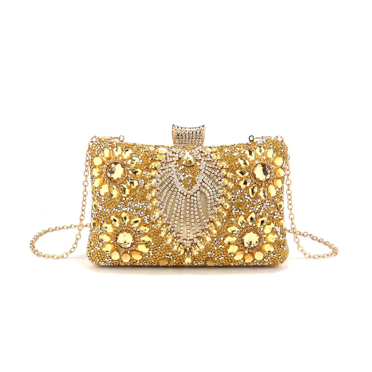 Acrylic Flower One Side Glitter Tassel Women Evening Bags Diamonds Small Day Clutch Luxury New Chain Shoulder Handbags For Party