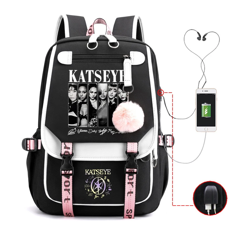 New Kpop Katseye Backpack Multifunction Backpack Women Men Girl Travel Daily Backpack Teens School Bag Laptop Bag