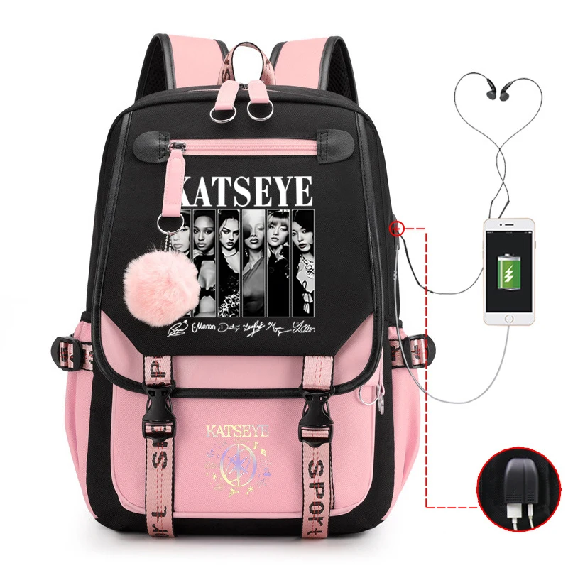 New Kpop Katseye Backpack Multifunction Backpack Women Men Girl Travel Daily Backpack Teens School Bag Laptop Bag