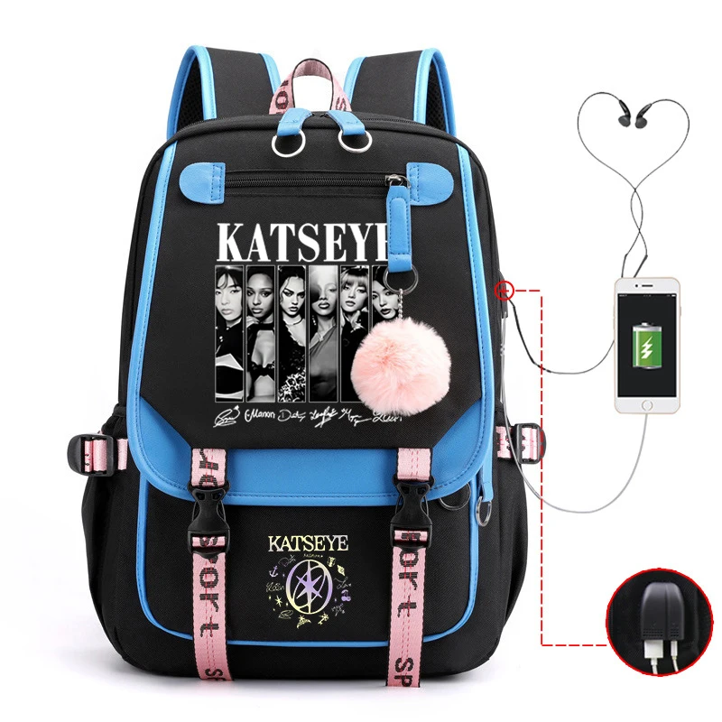 New Kpop Katseye Backpack Multifunction Backpack Women Men Girl Travel Daily Backpack Teens School Bag Laptop Bag