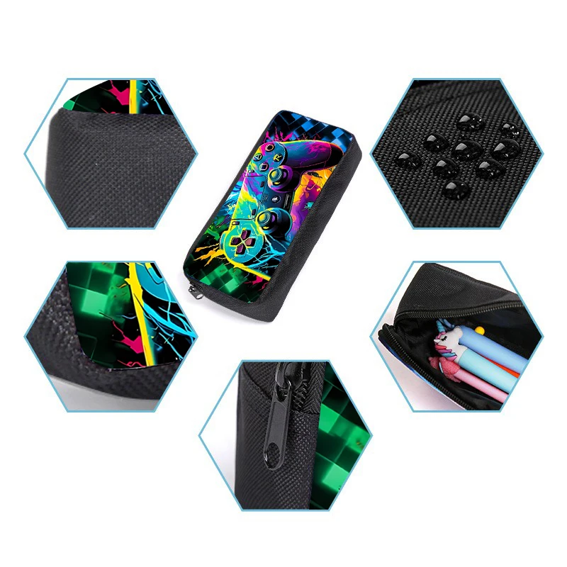 Hot GamePad 3Pcs/Set Backpack With Messenger Bags ,Pencil Bag,School Bag For Boy/Girls Best Gift 2D Cartoon Student School Bags