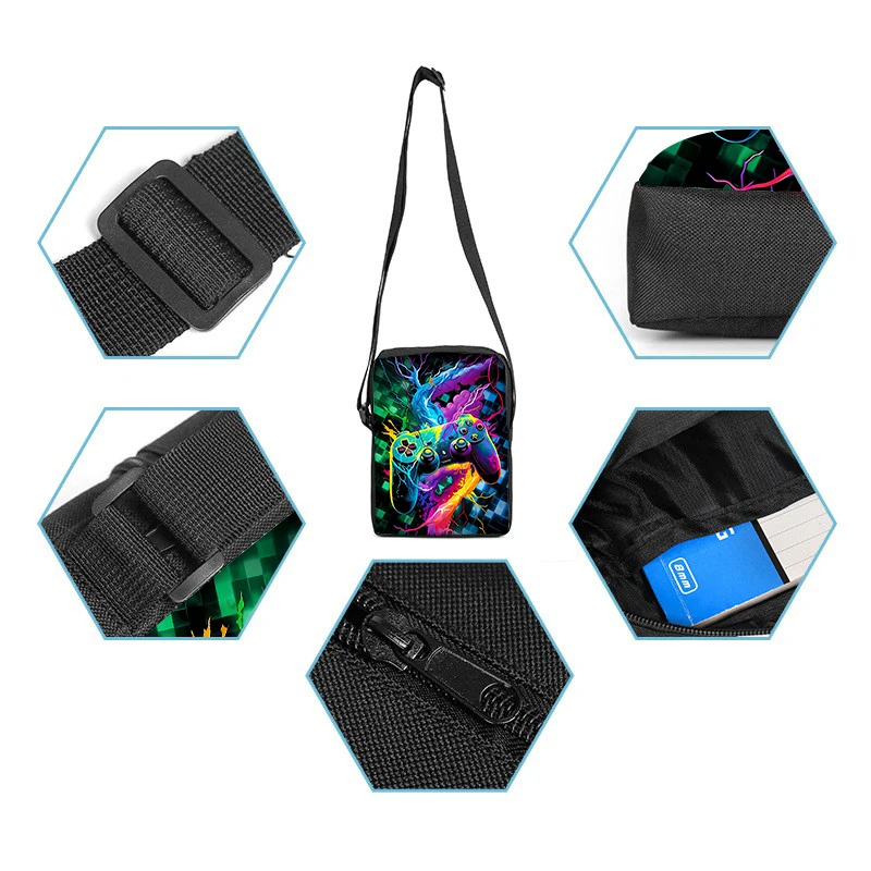 Hot GamePad 3Pcs/Set Backpack With Messenger Bags ,Pencil Bag,School Bag For Boy/Girls Best Gift 2D Cartoon Student School Bags