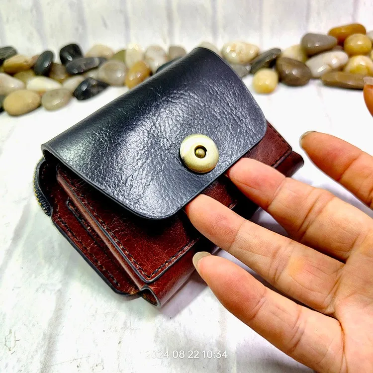Blongk Multifunctional Zippered Waist Bag Leather Belt Pack Driver's License Case Card Holder Car Key Pouch Men LFKHD