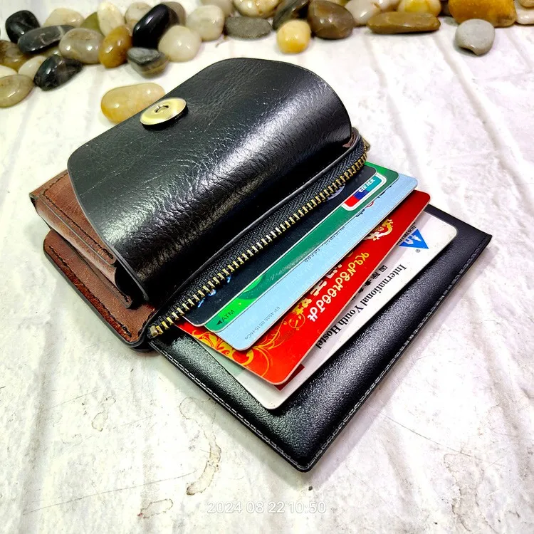 Blongk Multifunctional Zippered Waist Bag Leather Belt Pack Driver's License Case Card Holder Car Key Pouch Men LFKHD
