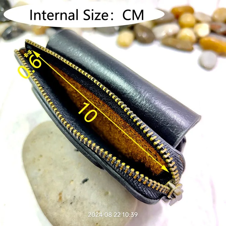 Blongk Multifunctional Zippered Waist Bag Leather Belt Pack Driver's License Case Card Holder Car Key Pouch Men LFKHD