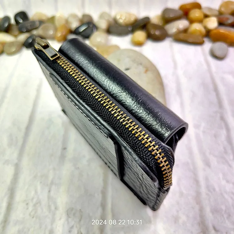 Blongk Multifunctional Zippered Waist Bag Leather Belt Pack Driver's License Case Card Holder Car Key Pouch Men LFKHD