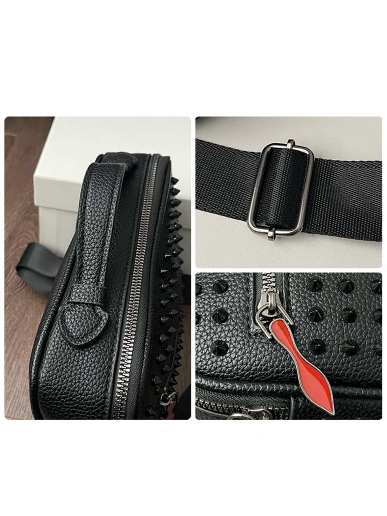 Punk-style Crossbody Bag for Men Stylish Men's Sling Bag Large Capacity Shoulder Bag, Multiple Pockets & Zipper Closure