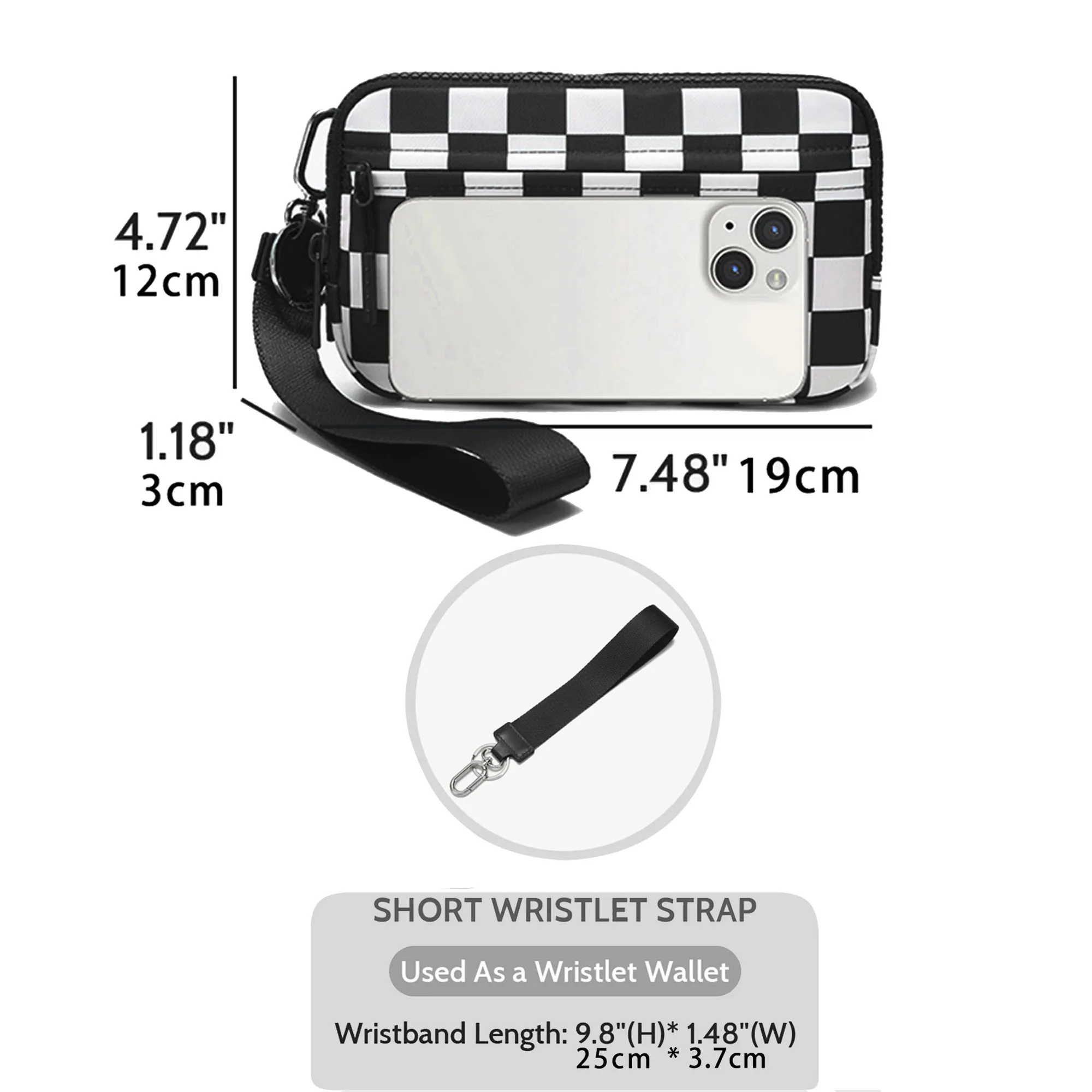 Womens Wallet Cute Checkered Multi Credit Card with Clear ID Window Large Capacity Zip Around Clutch Travel Lightweight Purse