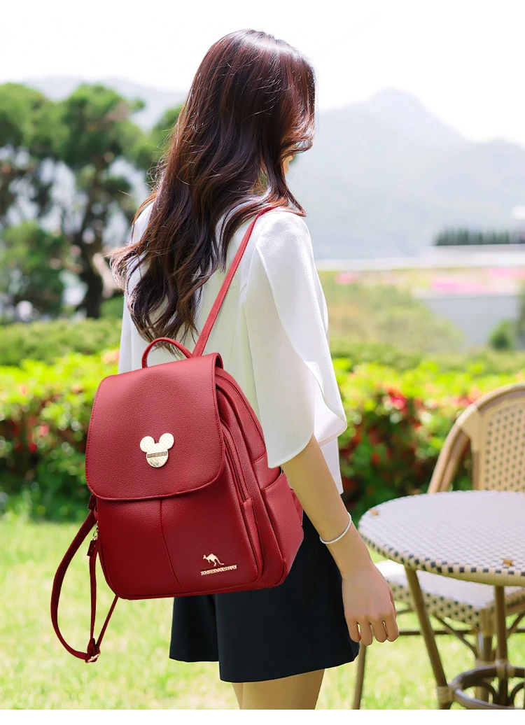 Student Bags Women’s Backpack Designer High Quality Soft Leather Simple Fashion Backpack Large Capacity Antitheft Shoulder Bags