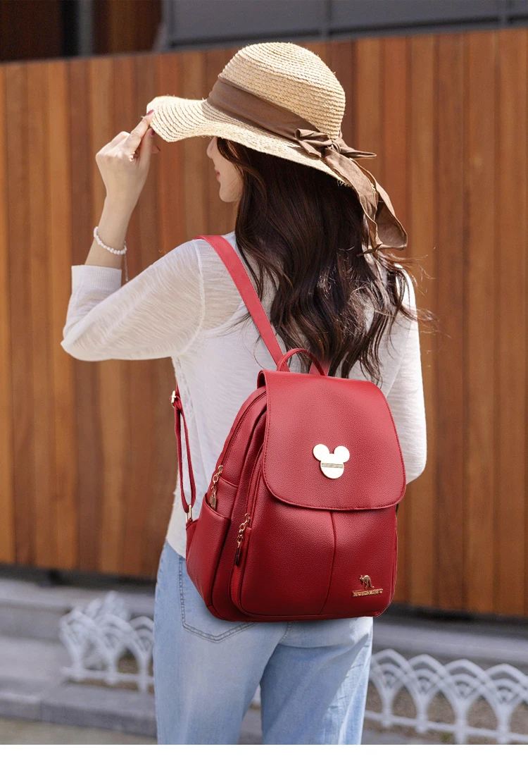Student Bags Women’s Backpack Designer High Quality Soft Leather Simple Fashion Backpack Large Capacity Antitheft Shoulder Bags