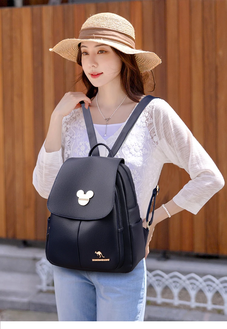 Student Bags Women’s Backpack Designer High Quality Soft Leather Simple Fashion Backpack Large Capacity Antitheft Shoulder Bags