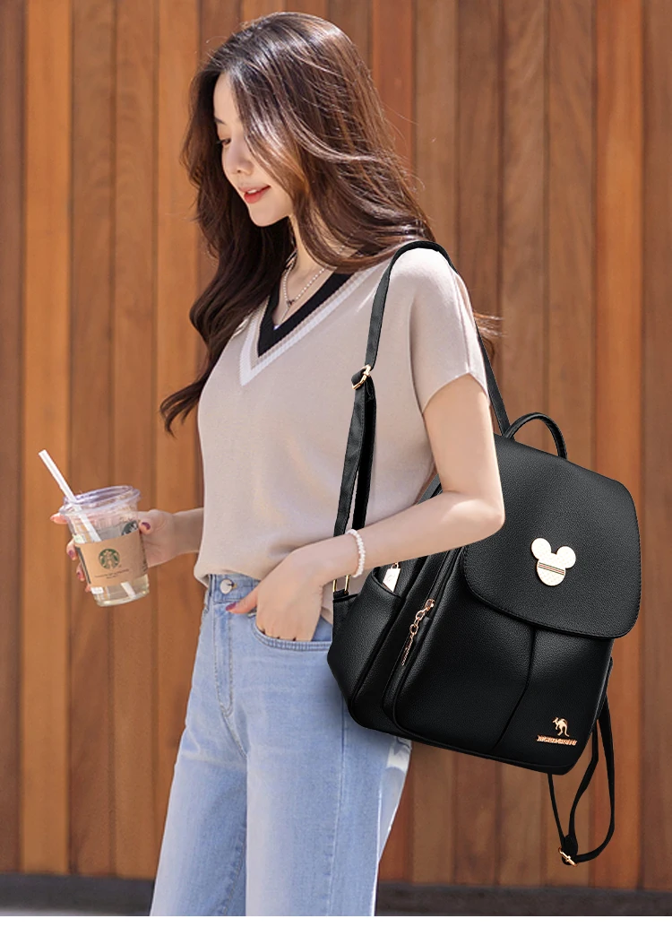 Student Bags Women’s Backpack Designer High Quality Soft Leather Simple Fashion Backpack Large Capacity Antitheft Shoulder Bags