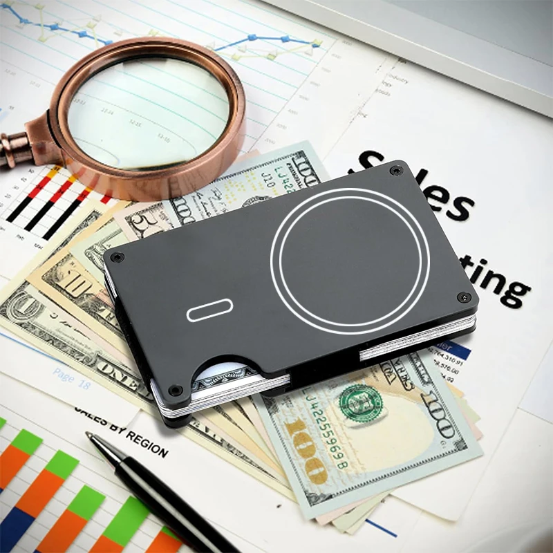 1 Pc Slim Pop-Up Card Holder with Print for Men, RFID Blocking Wallet Magnetic Slim Automatic Pop-up Card Holder for The Phone
