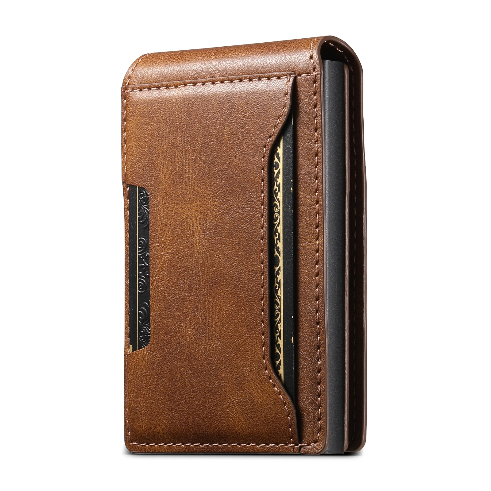 SUTENI Card Slot Wallet Flip Cover Faux Leather Card Box Pressing The Button Automatically Ejects The Card