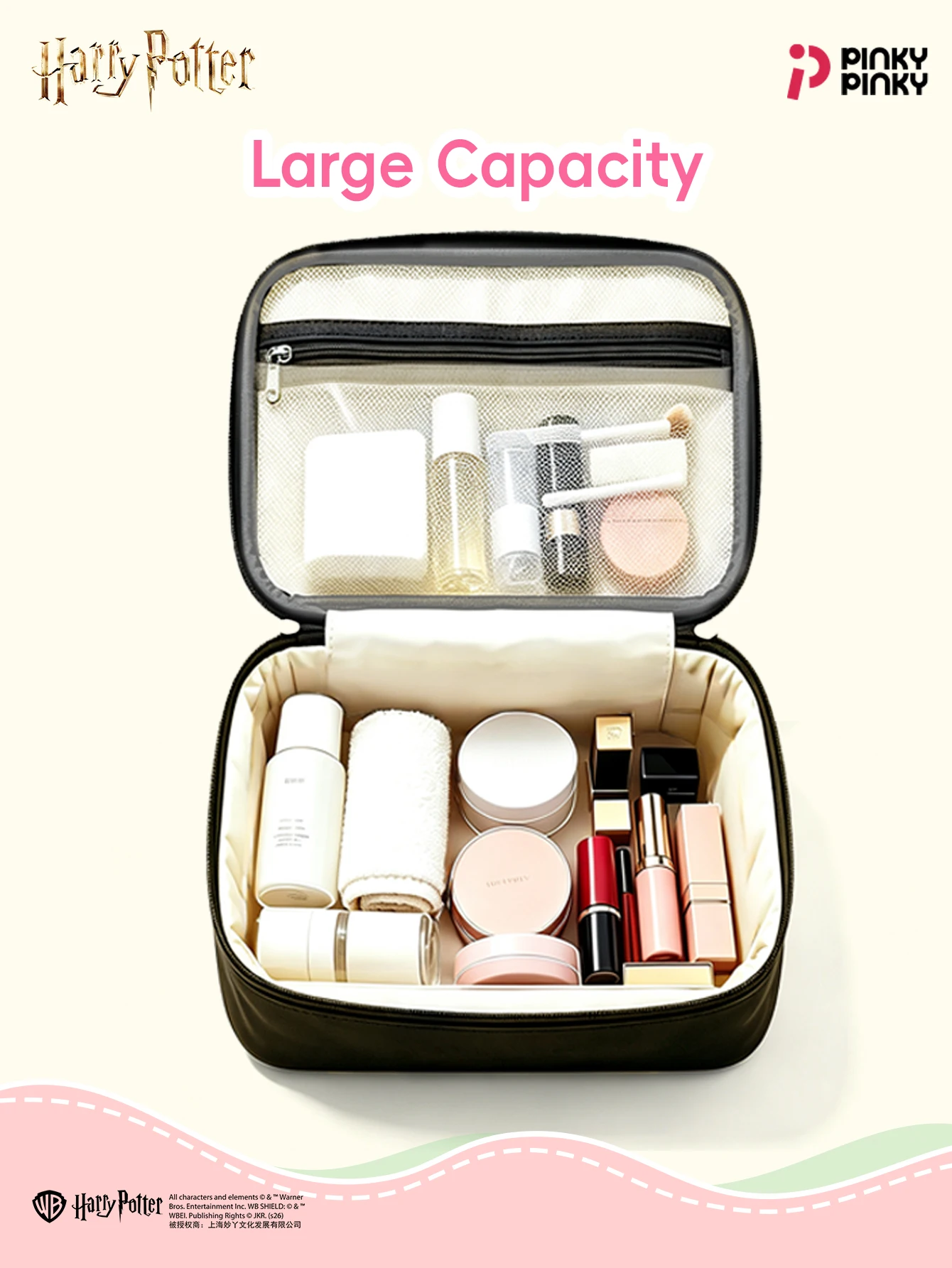 Pinky Harry Potter Cosmetic Bag Toiletry Bag Lunch Bag Multifunctional Handbag for Commuting Outing Gifting for Students Women