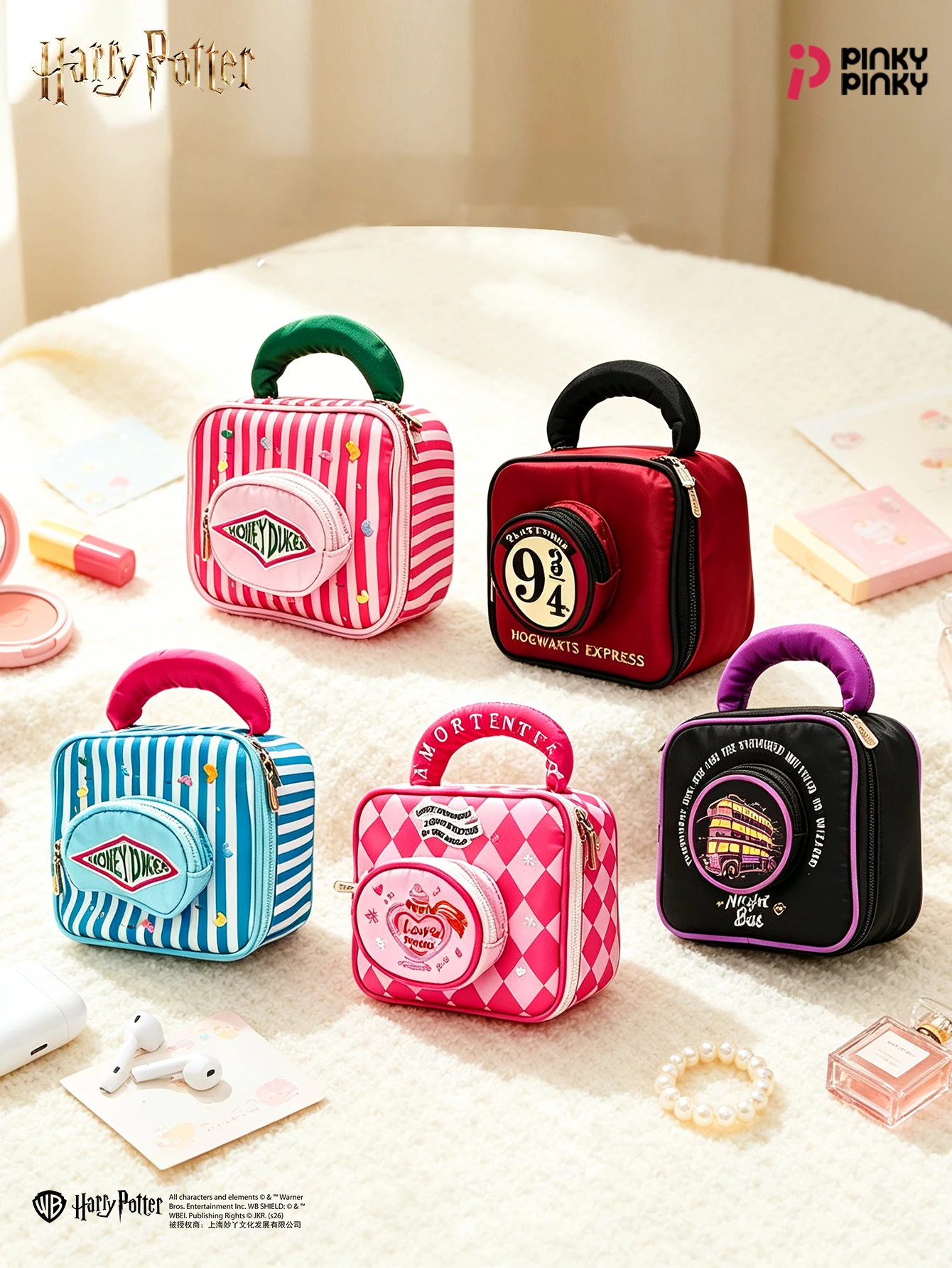 Pinky Harry Potter Cosmetic Bag Toiletry Bag Lunch Bag Multifunctional Handbag for Commuting Outing Gifting for Students Women