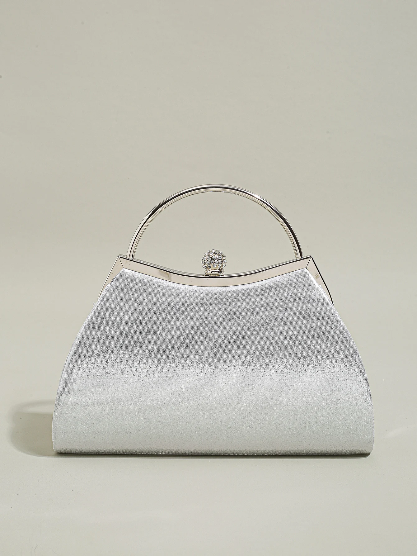 1 PC Ruched Evening Bag For Women, Top Ring Clutch Purse, Rhinestone Decor Handbags For Wedding Prom Dinner