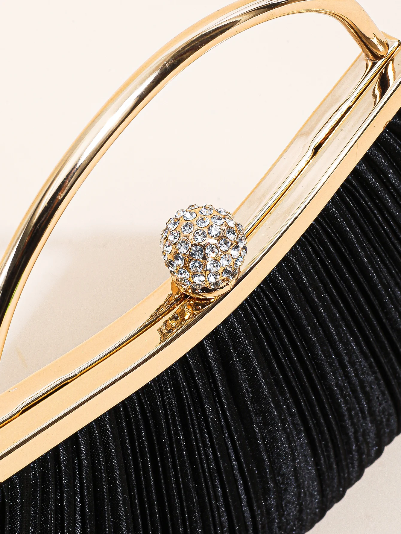 1 PC Ruched Evening Bag For Women, Top Ring Clutch Purse, Rhinestone Decor Handbags For Wedding Prom Dinner
