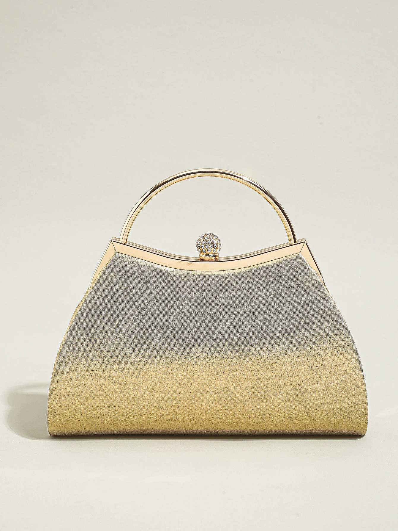 1 PC Ruched Evening Bag For Women, Top Ring Clutch Purse, Rhinestone Decor Handbags For Wedding Prom Dinner