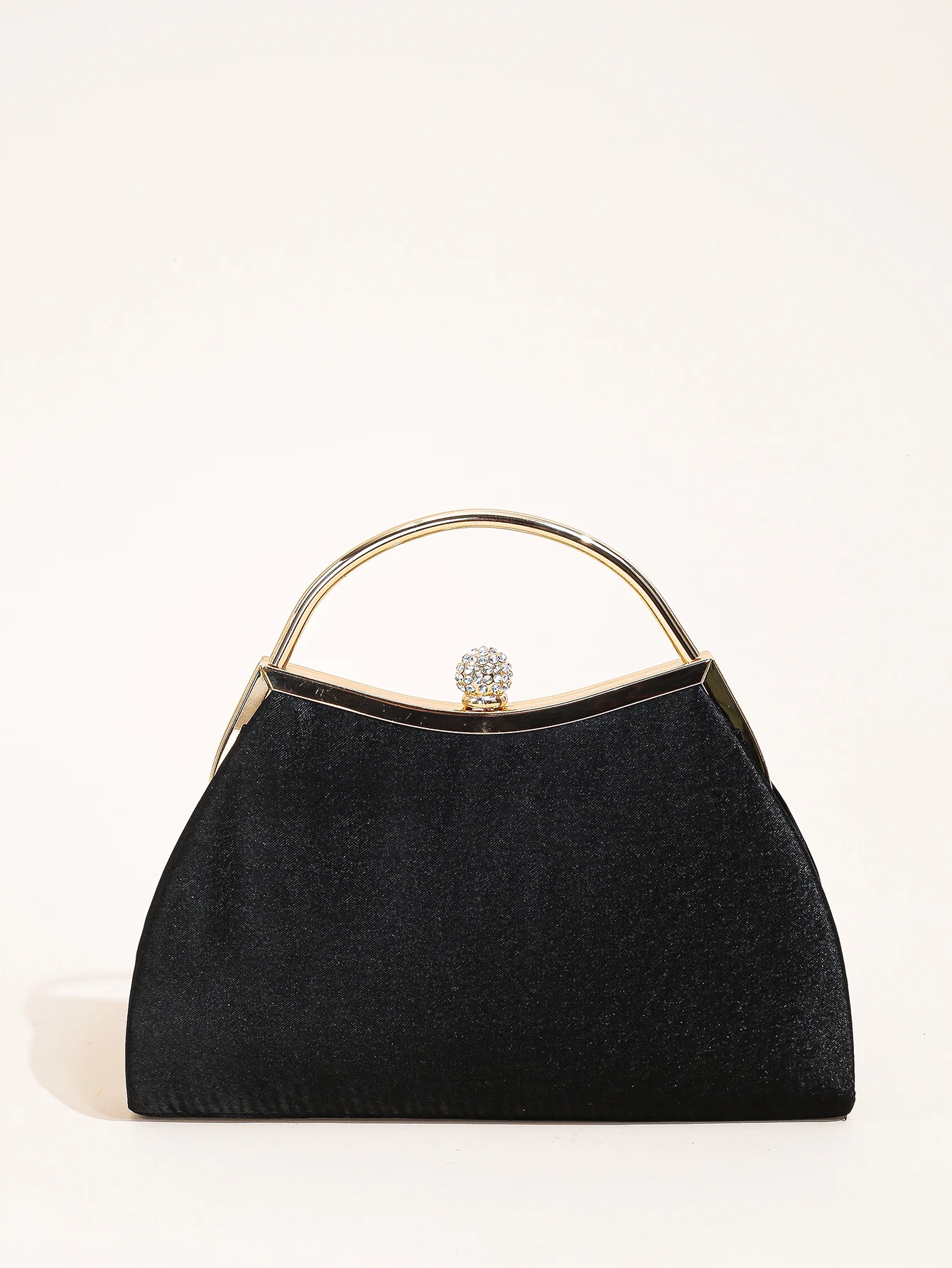 1 PC Ruched Evening Bag For Women, Top Ring Clutch Purse, Rhinestone Decor Handbags For Wedding Prom Dinner