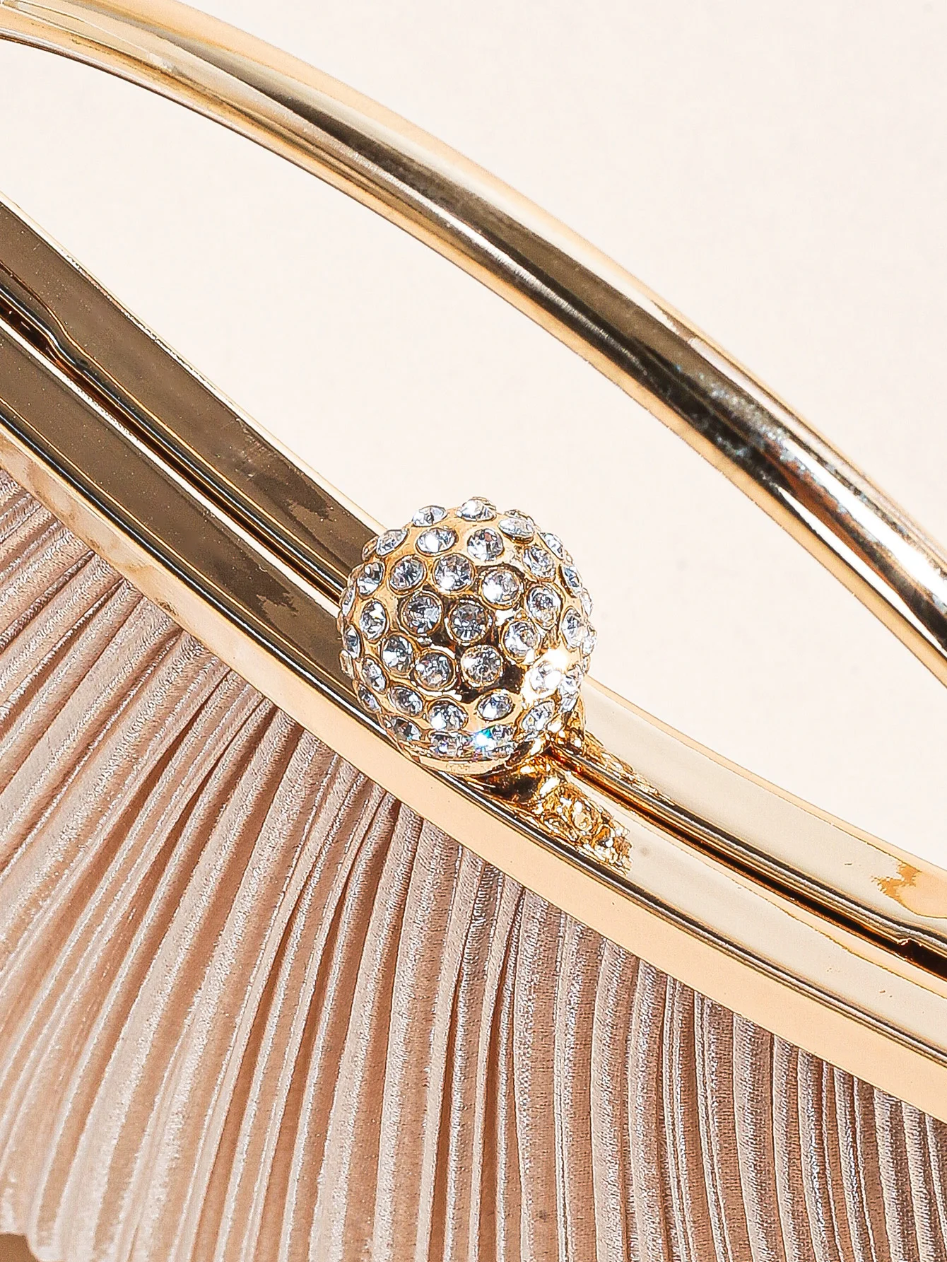 1 PC Ruched Evening Bag For Women, Top Ring Clutch Purse, Rhinestone Decor Handbags For Wedding Prom Dinner