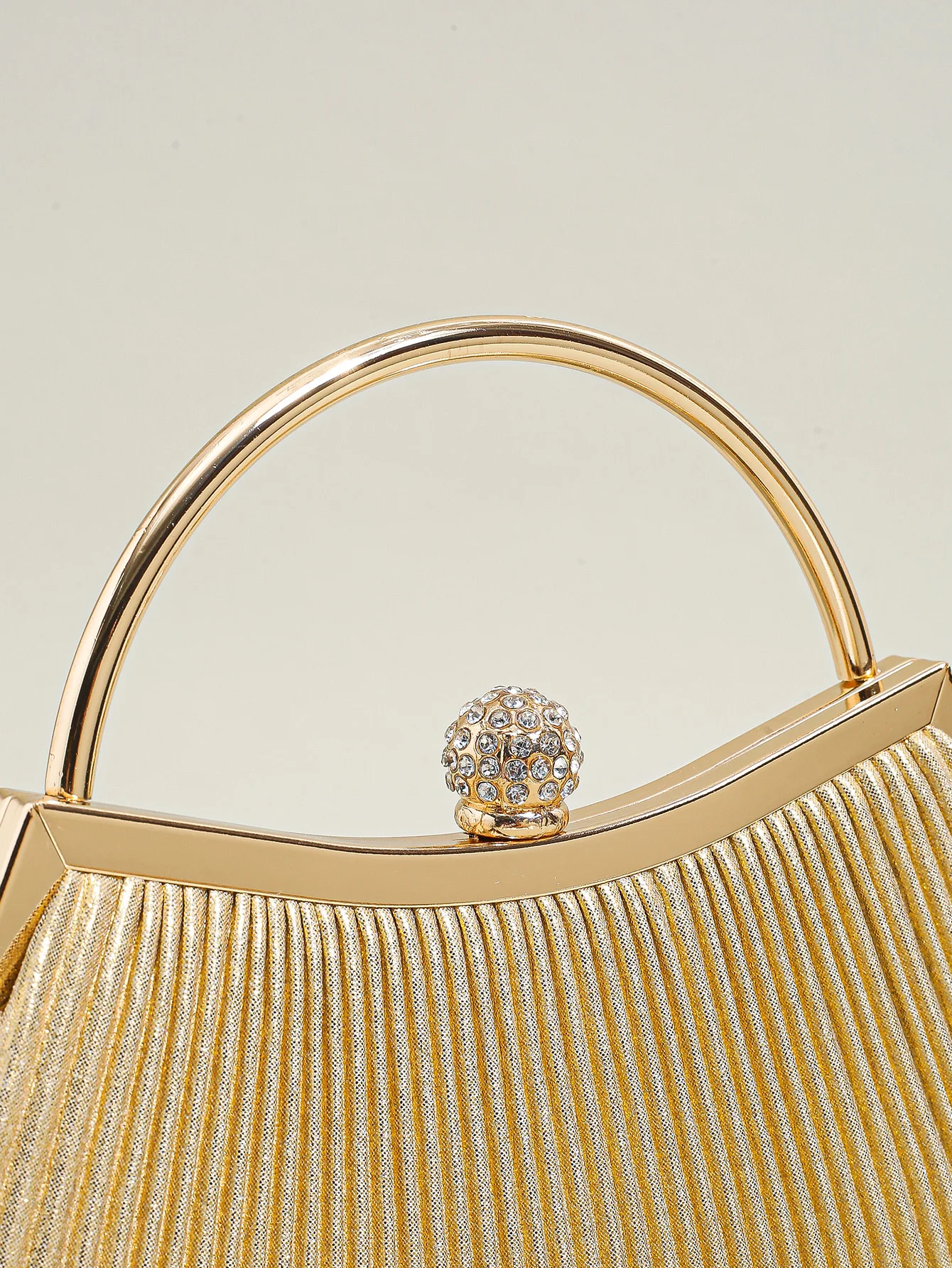 1 PC Ruched Evening Bag For Women, Top Ring Clutch Purse, Rhinestone Decor Handbags For Wedding Prom Dinner