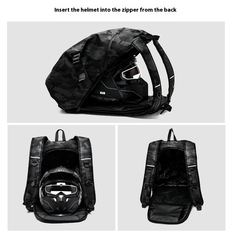 Motorcycle backpack, men's waterproof helmet backpack, riding bag, motorcycle backpack, laptop bag, large capacity travel backpa