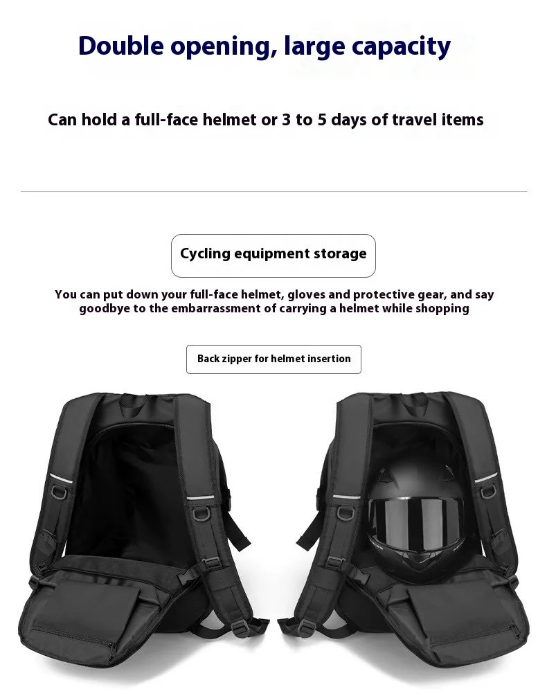Motorcycle backpack, men's waterproof helmet backpack, riding bag, motorcycle backpack, laptop bag, large capacity travel backpa
