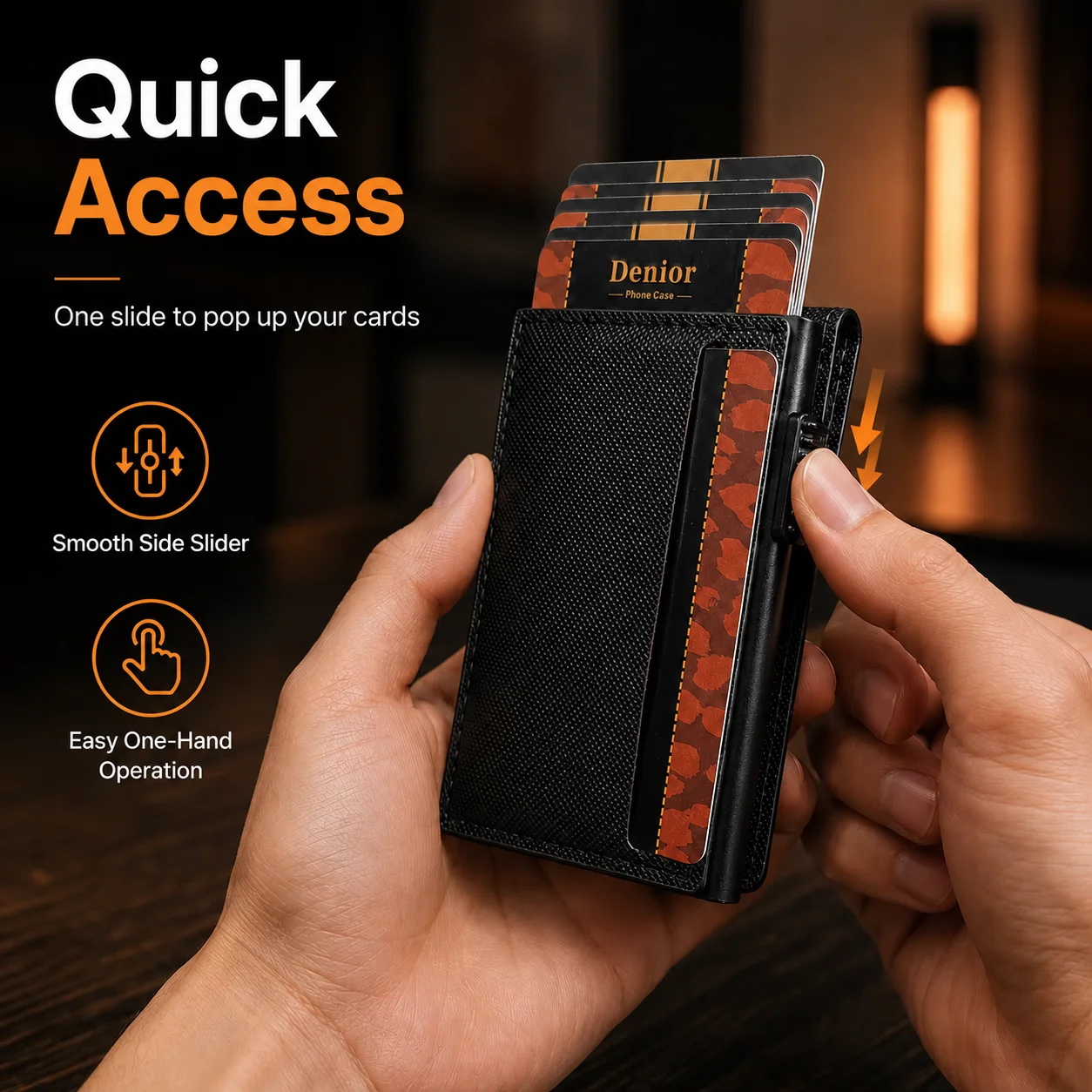 Denior PU Leather Diamond Texture Card Holder For Men RFID Pop Up Wallet With Slim Structure Quick Access And Daily Carry Use