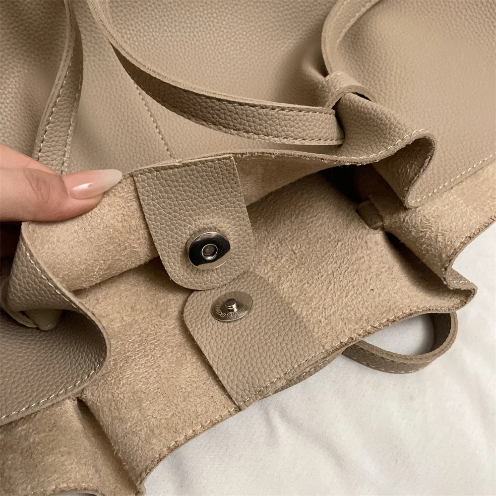 Branded Designer Shoulder Tote Bags For Women Soft PU Leather 2-IN-1 Big Capacity Shopper Tote Set 2026 Luxury Designer Handbags
