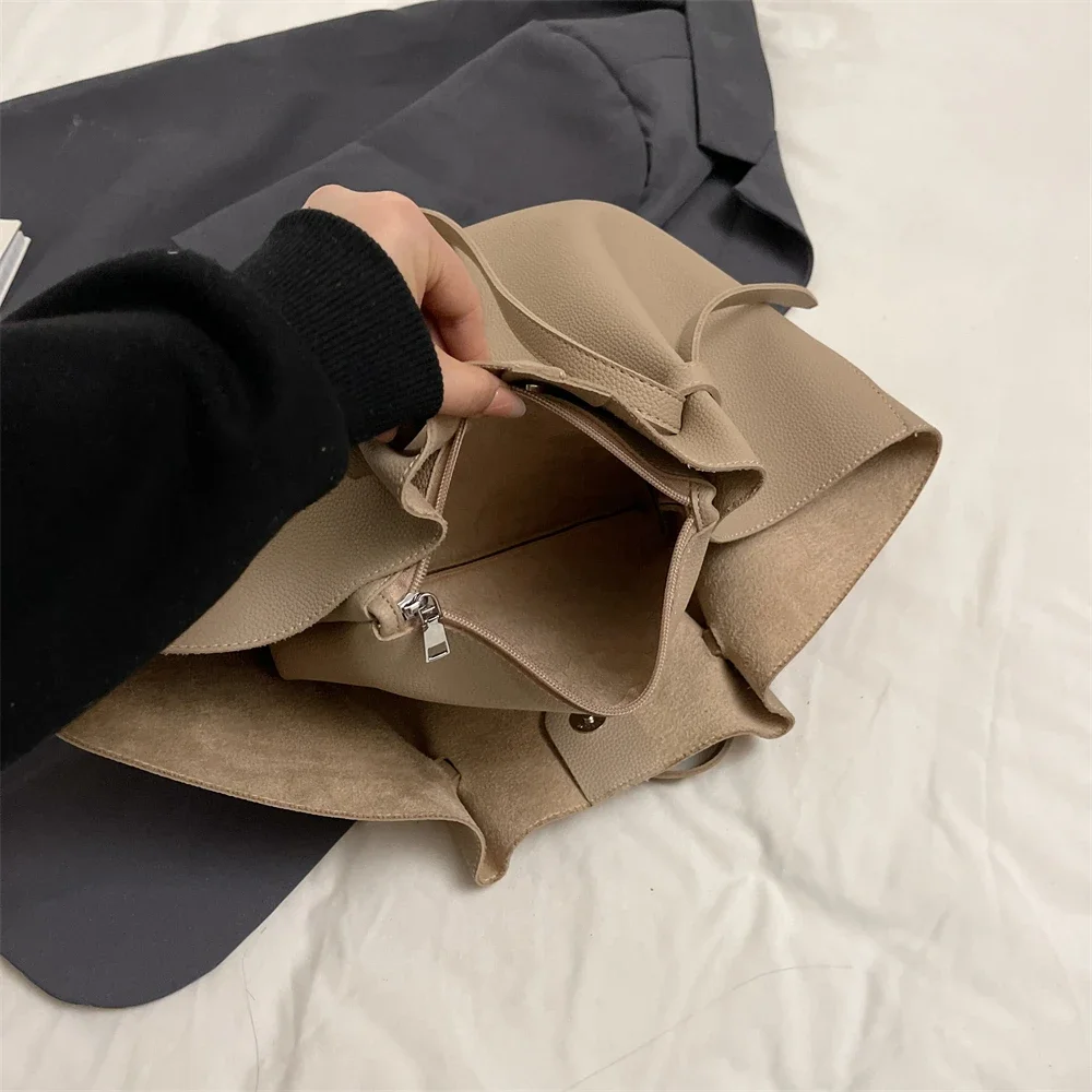 Branded Designer Shoulder Tote Bags For Women Soft PU Leather 2-IN-1 Big Capacity Shopper Tote Set 2026 Luxury Designer Handbags