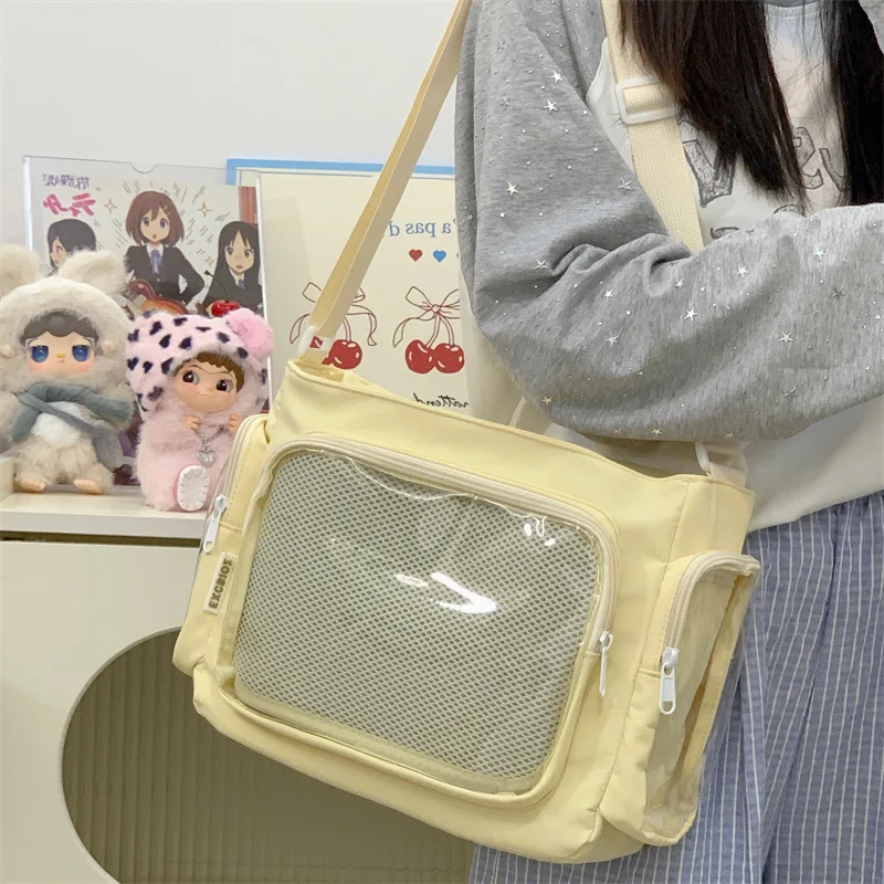 Trendy Transparent Simple Crossbody Bag for Girls Large Capacity School Shoulder Bag Comfortable and Versatile Texture Ita Bag