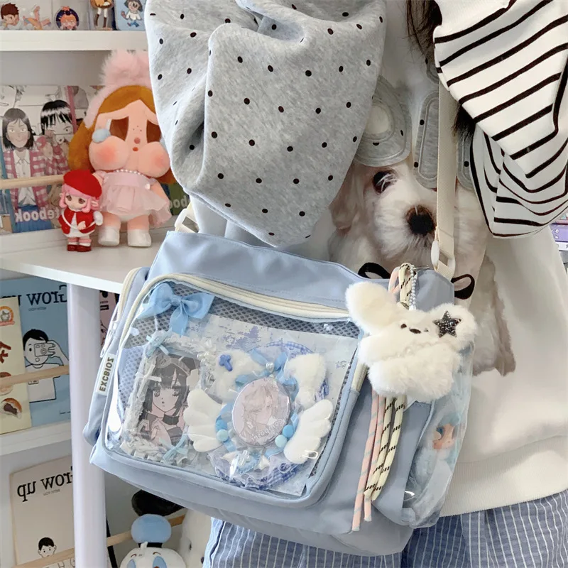 Trendy Transparent Simple Crossbody Bag for Girls Large Capacity School Shoulder Bag Comfortable and Versatile Texture Ita Bag