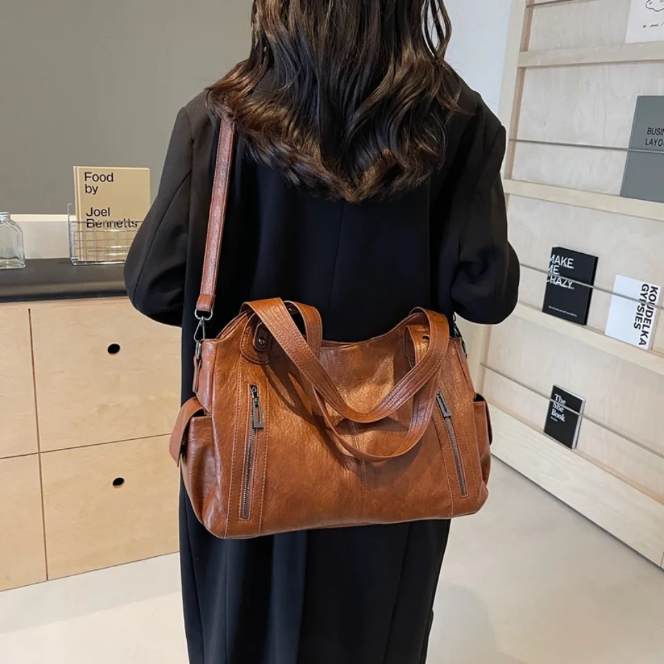 Daily Business Commuting Large Capacity Tote Hand Bags Soft Leather Shoulder Crossbody Bags for Women Handbags Sturdy Durable