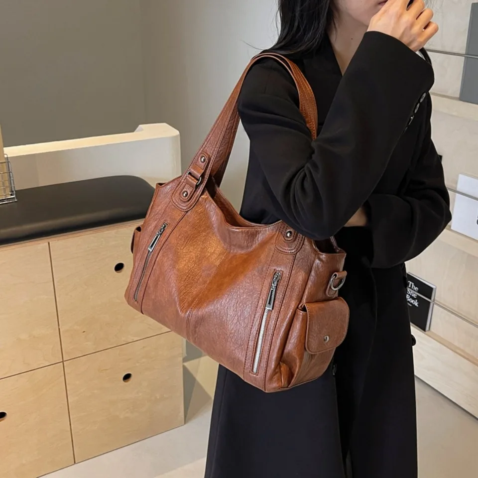 Daily Business Commuting Large Capacity Tote Hand Bags Soft Leather Shoulder Crossbody Bags for Women Handbags Sturdy Durable