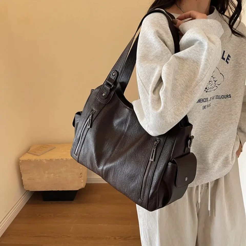 Daily Business Commuting Large Capacity Tote Hand Bags Soft Leather Shoulder Crossbody Bags for Women Handbags Sturdy Durable